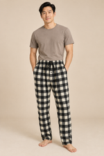 Men’s Plaid Fleece Pyjama Bottoms with Drawstring Waist