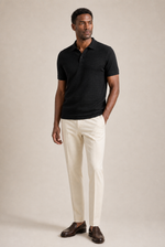 Men's Waffle Knit Polo Shirt with Short Sleeves