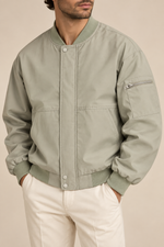 Men’s Zip-Up Bomber Jacket with Zipped Sleeve Pocket