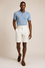 Men's Pleated Bermuda Shorts with Side Adjusters