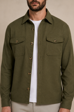 Men's Stretch Twill Overshirt with Chest Pockets