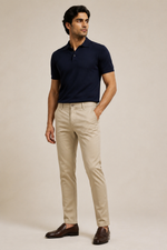Men's Straight Leg Trousers with Mid-Rise Waist
