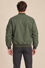 Men’s Cotton MA-1 Zip-Up Bomber Jacket with Sleeve Pocket