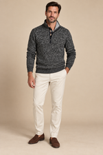 Men’s Textured Knit Half-Zip Jumper with High Collar