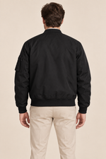 Men’s Cotton MA-1 Zip-Up Bomber Jacket with Sleeve Pocket