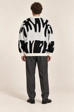 Men’s Abstract Pattern Knit Crew-Neck Jumper with Ribbed Trims