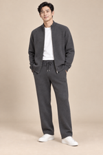 Men’s 100% Merino Wool Knitted Zip Cardigan and Trouser Set