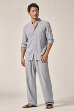 Men's Co-ord Set with Long Sleeve Shirt and Straight Leg Trousers