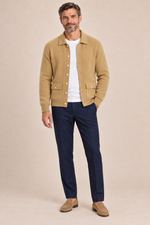 Men’s 100% Cashmere Knitted Cardigan with Turn-Down Collar