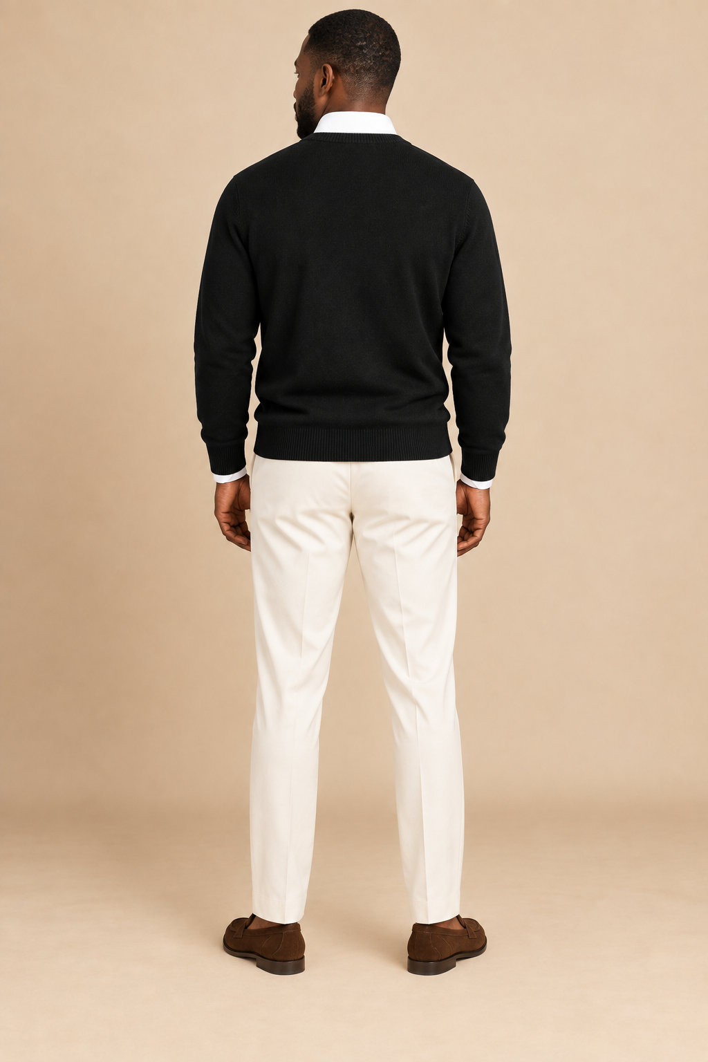 Men’s Fine Knit V-Neck Jumper with Long Sleeves