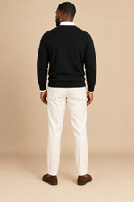 Men’s Fine Knit V-Neck Jumper with Long Sleeves