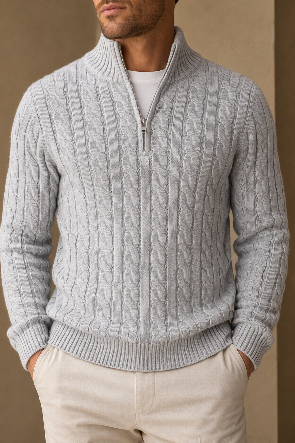 Men's Cable Knit Half Zip Jumper