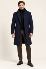 Men's Single-Breasted Overcoat with Notch Lapels