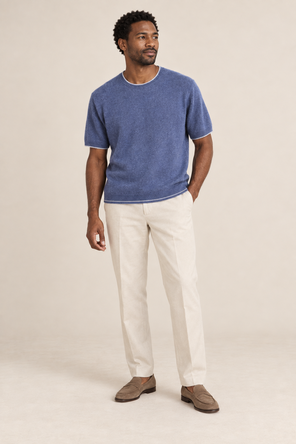 Men’s 100% Pure Wool Short-Sleeve Crew-Neck Jumper