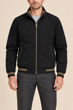 Men’s Fleece-Lined Zip-Up Bomber Jacket with Stand Collar