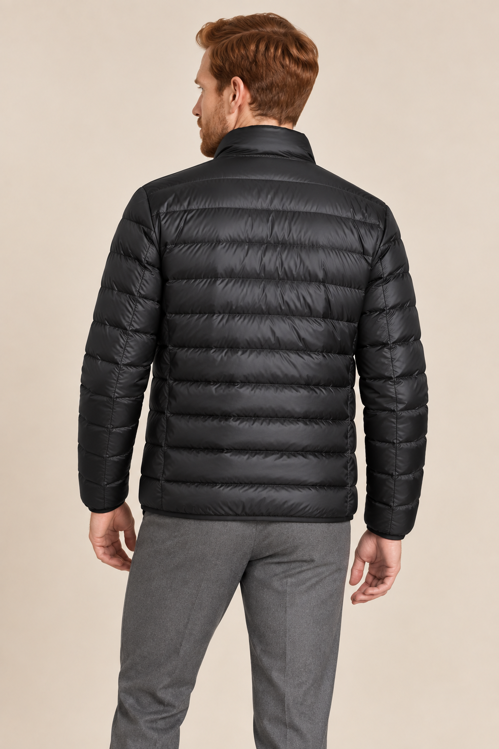 Men’s Lightweight Down Puffer Jacket with Stand Collar