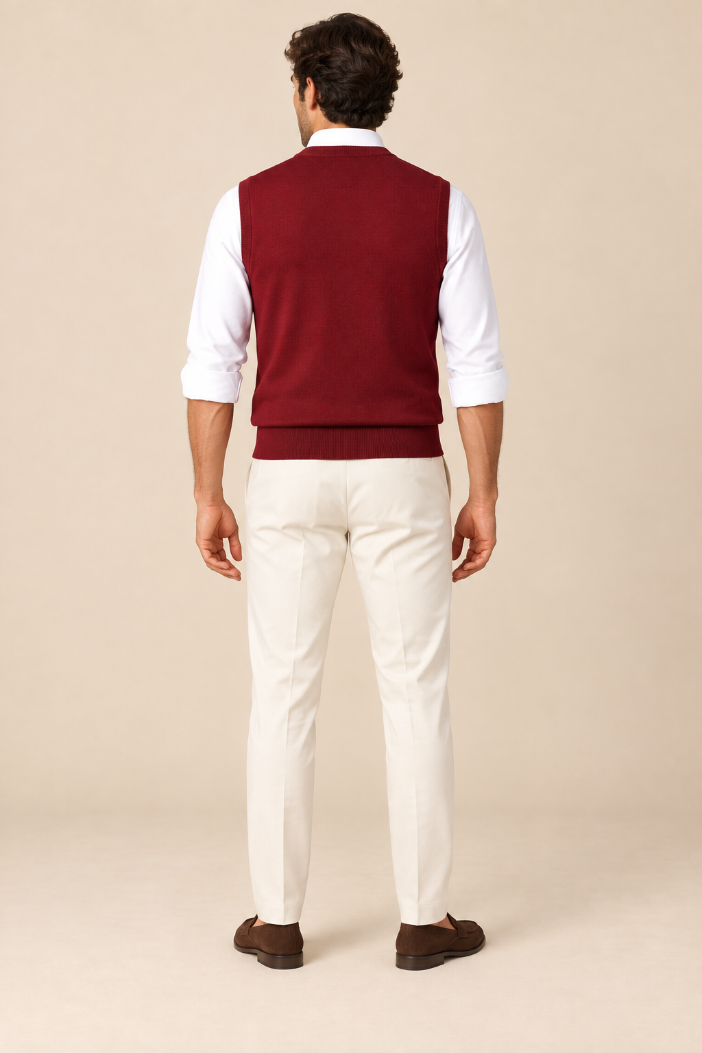 Men’s Plain Knit V-Neck Tank Top with Ribbed Trims