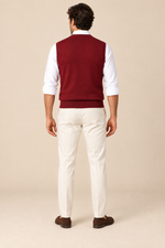 Men’s Plain Knit V-Neck Tank Top with Ribbed Trims