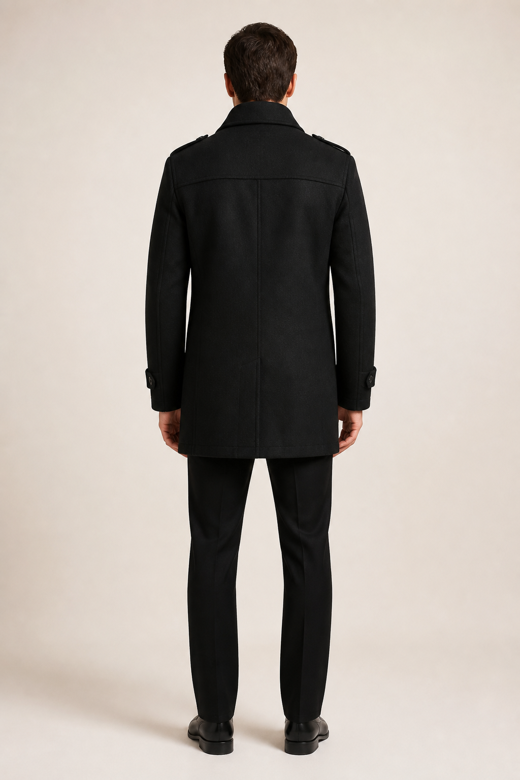 Men's Tailored Coat with Three Buttons and Inner Zip Panel