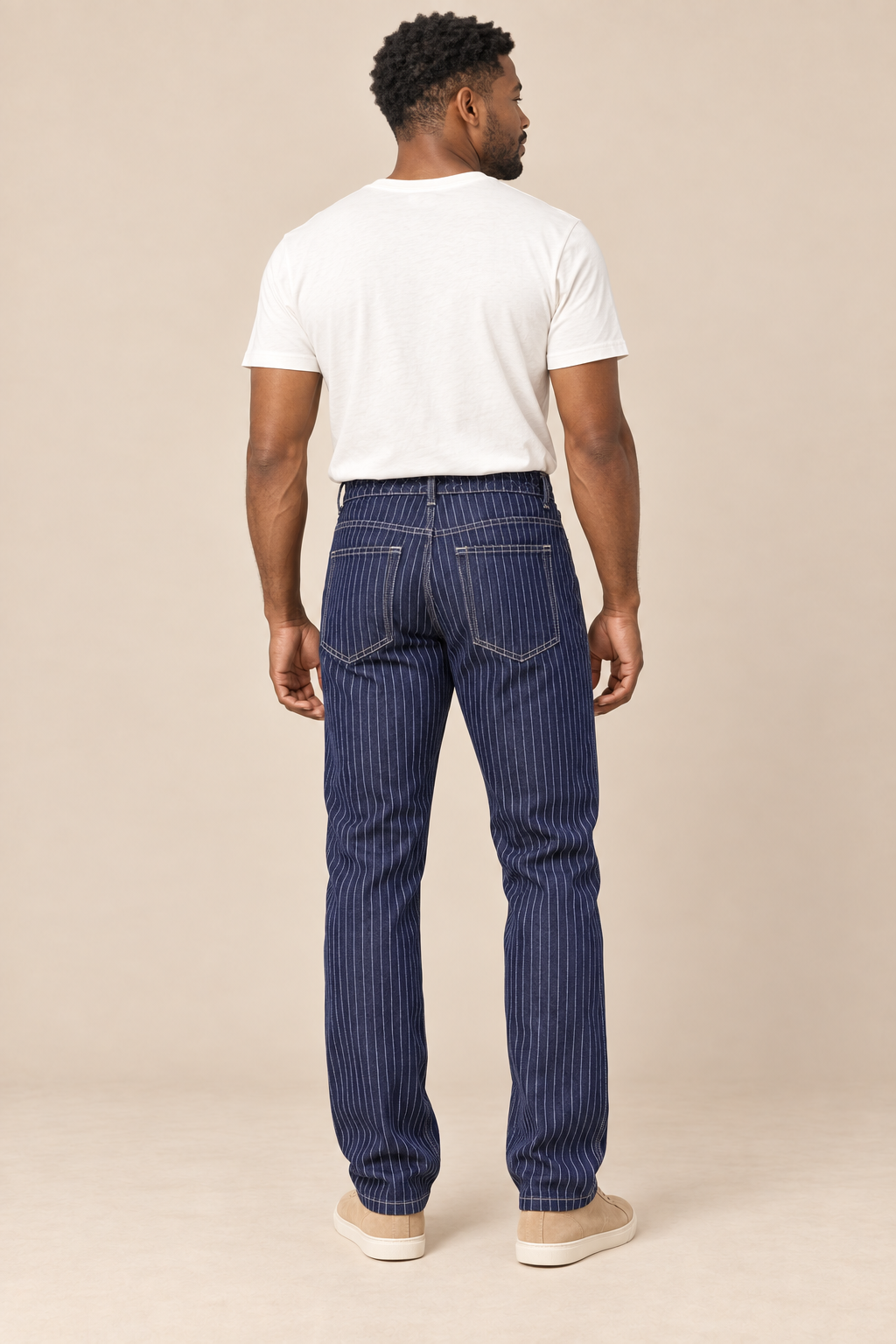 Men’s Pinstripe Stretch Denim Jeans with Slim Fit