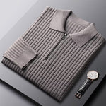 Men's Ribbed Half Zip Jumper with Polo Collar