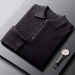 Men's Ribbed Half Zip Jumper with Polo Collar