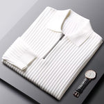 Men's Ribbed Half Zip Jumper with Polo Collar
