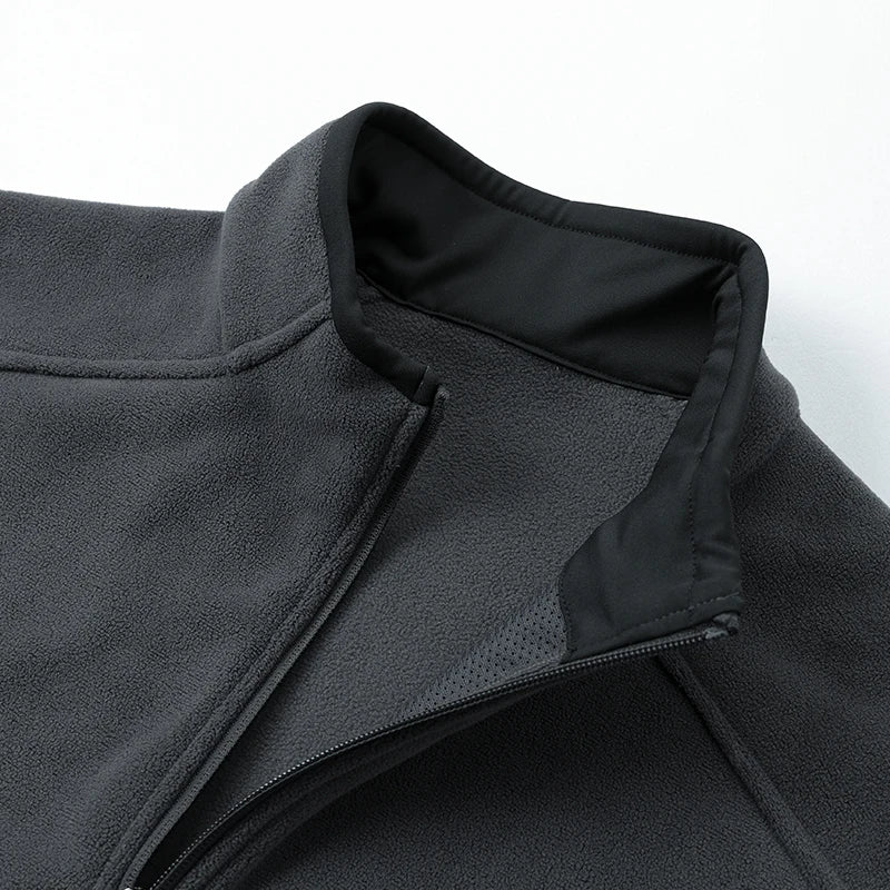 Men’s Full-Zip Fleece Jacket with Stand Collar and Zip Pockets
