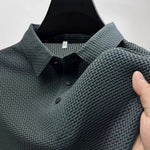 Men's Waffle Knit Polo Shirt with Short Sleeves