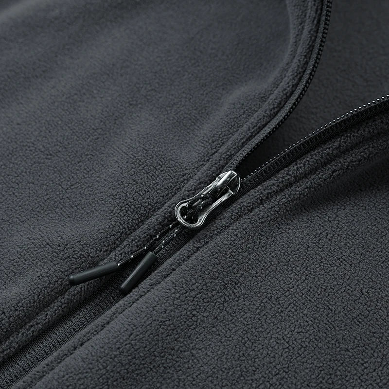Men’s Full-Zip Fleece Jacket with Stand Collar and Zip Pockets