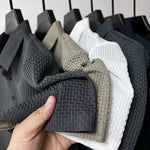 Men's Waffle Knit Polo Shirt with Short Sleeves