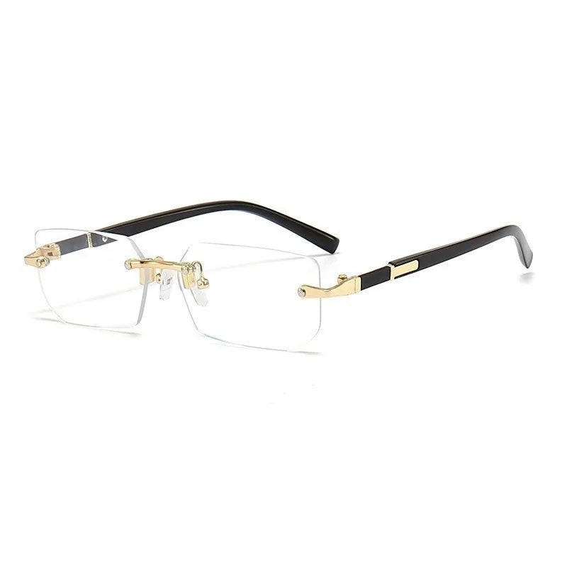 Men's Rimless Sunglasses with Geometric Lenses