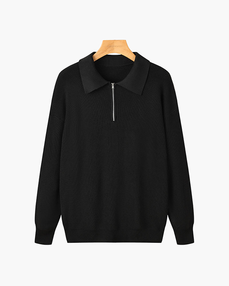 Men’s Half-Zip Knit Jumper with Polo Collar