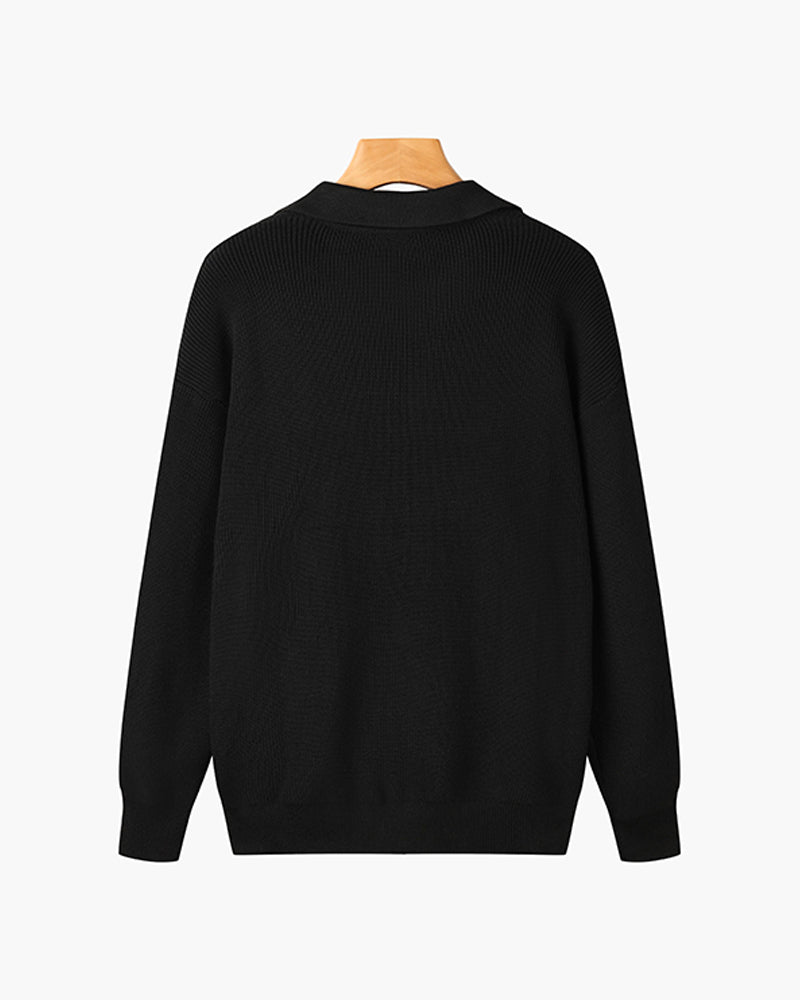 Men’s Half-Zip Knit Jumper with Polo Collar