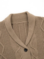 Men's Cable Knit Cardigan with Shawl Collar