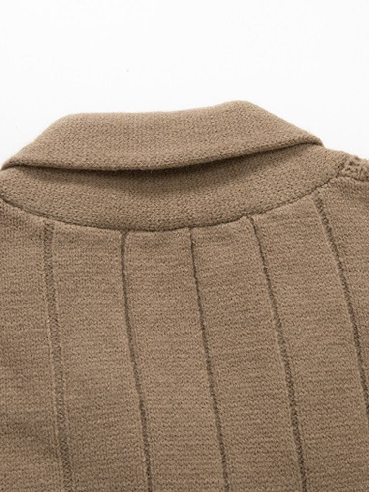 Men's Cable Knit Cardigan with Shawl Collar