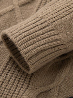 Men's Cable Knit Cardigan with Shawl Collar