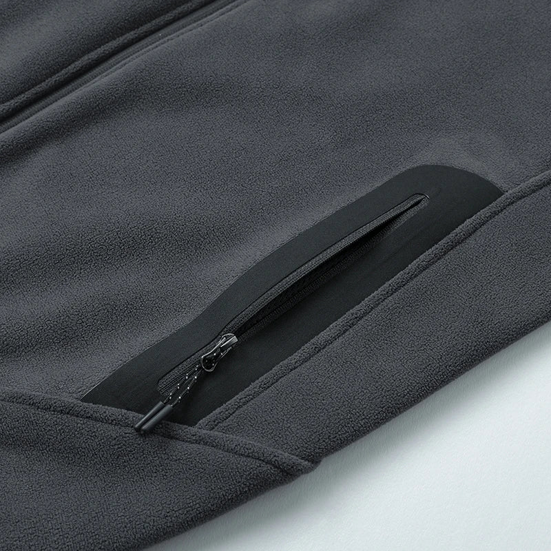 Men’s Full-Zip Fleece Jacket with Stand Collar and Zip Pockets