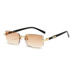 Men's Rimless Sunglasses with Geometric Lenses