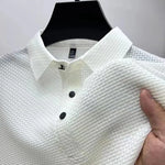 Men's Waffle Knit Polo Shirt with Short Sleeves
