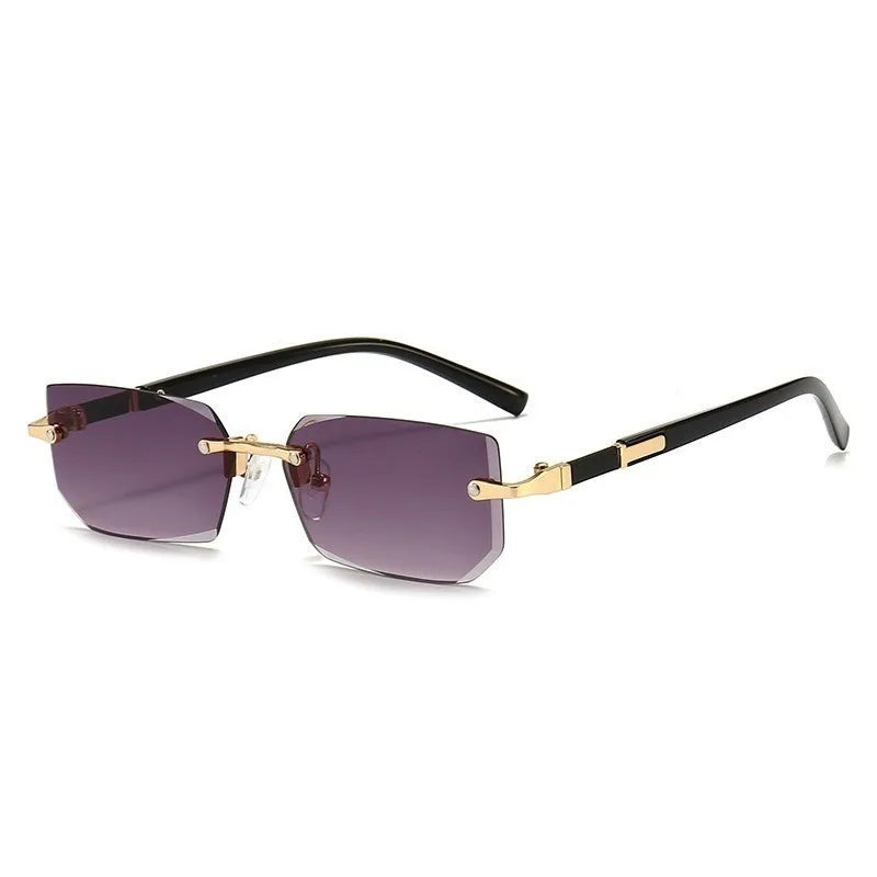 Men's Rimless Sunglasses with Geometric Lenses