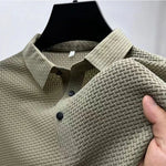 Men's Waffle Knit Polo Shirt with Short Sleeves