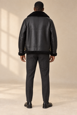 Men’s 100% Natural Sheepskin Shearling Jacket with Fur Lining