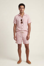 Men's Shirt and Shorts Co-ord Set with Revere Collar