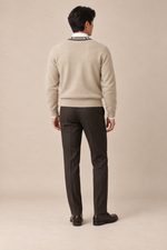 Men’s 100% Cashmere V-Neck Jumper with Contrast Trim
