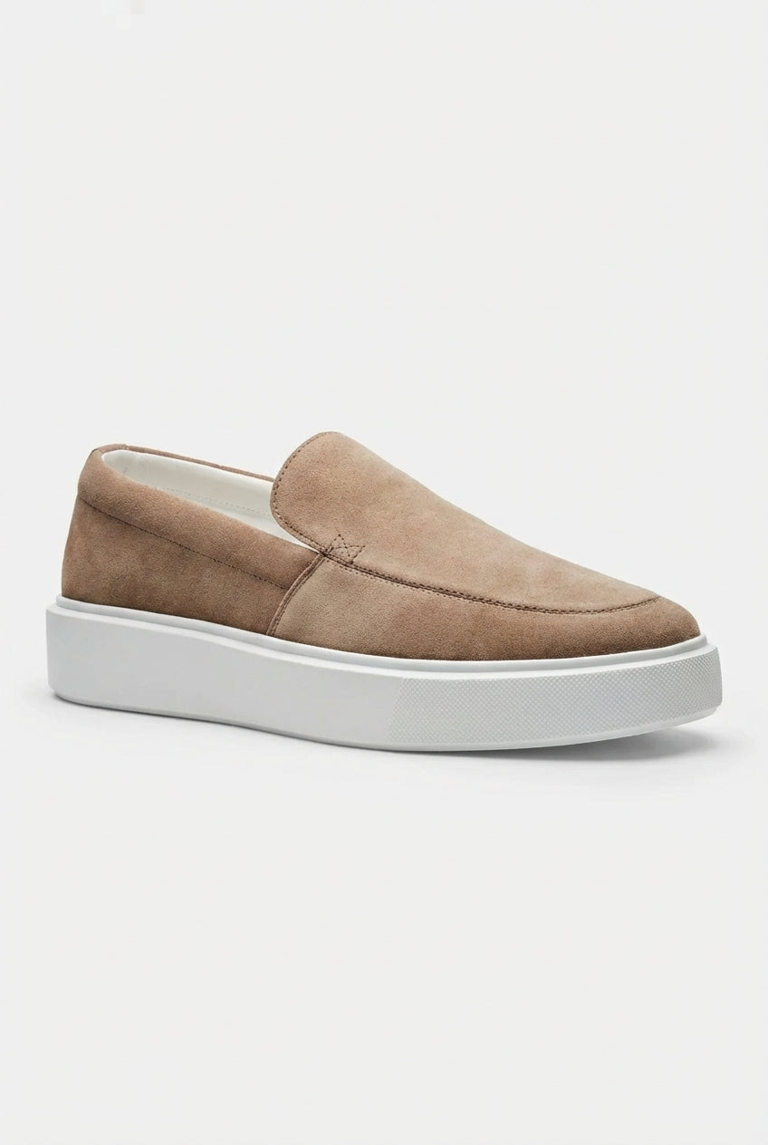 Alverin – Beige Almond-Toe Lug-Sole Loafers