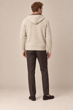 Men’s 100% Cashmere Full-Zip Hoodie with Contrast Trim