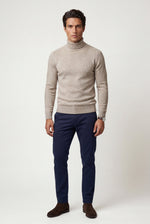 Men's Fine Knit High Neck Jumper in Fitted Cut