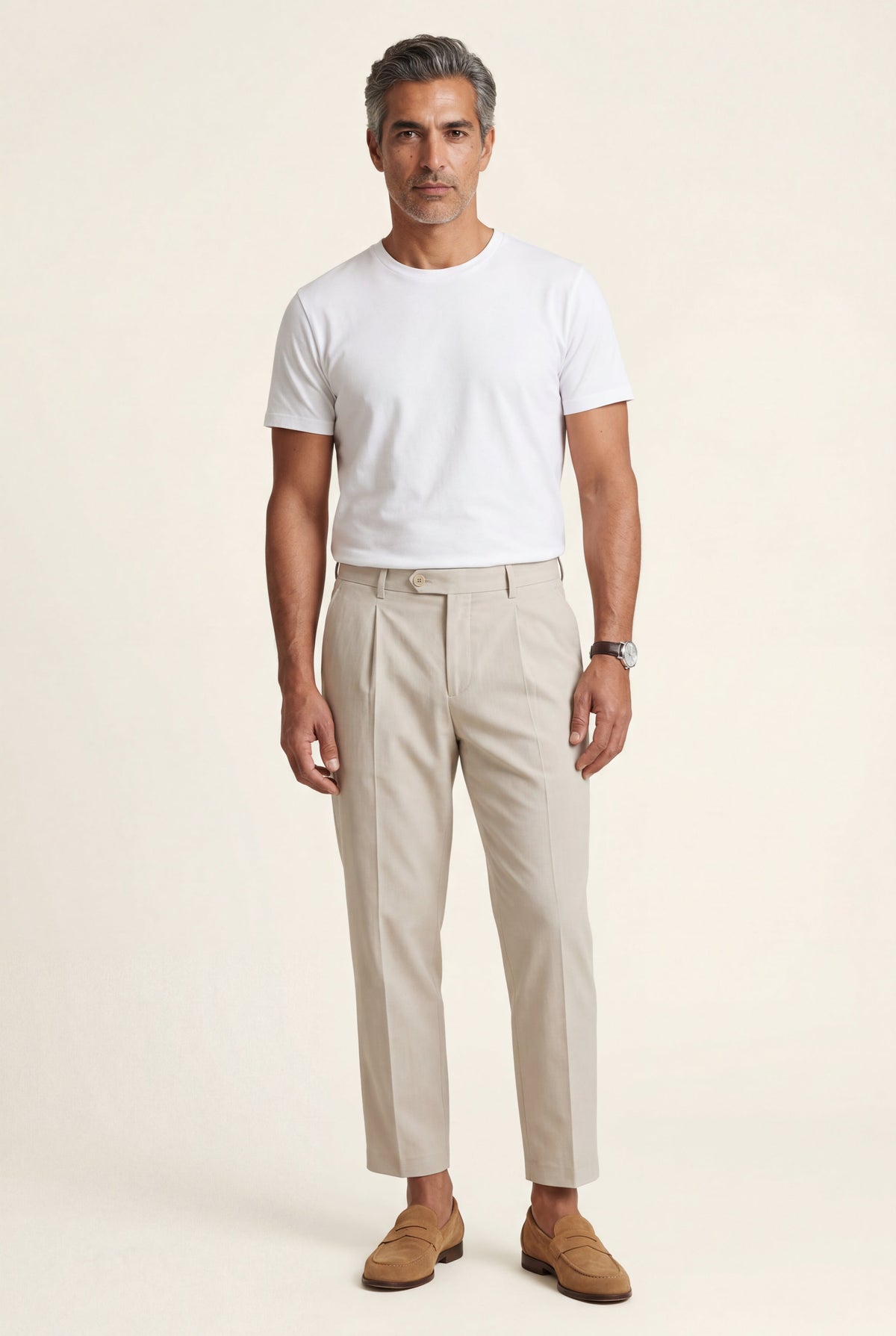 Men's Pleated Smart Trousers with Straight Leg
