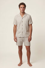 Men's Shirt and Shorts Co-ord Set with Revere Collar